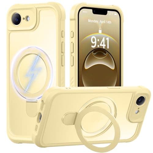MOCCA for iPhone 17e Case & iPhone 16e Case with Magnetic Invisible Stand [Full Camera Protection][Compatible with Magsafe] Military Drop Shockproof Translucent Matte Phone Case Cover,Creamy Yellow - Image 1