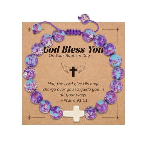 BAYLAY Baptism Gifts for Girl Women - Cross Bracelet Baptism Bracelet for Teen Girls Women - Image 1