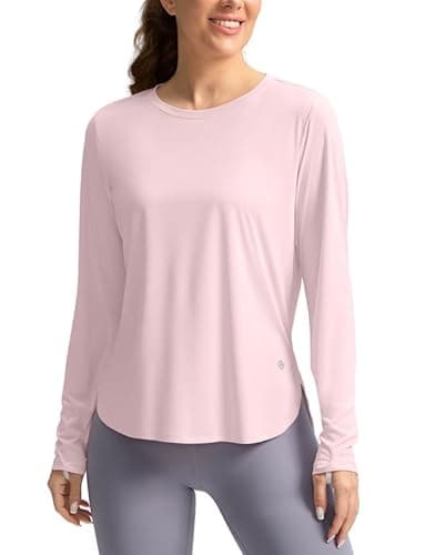 Women's Sun Shirts UPF 50+ Long Sleeve UV Protection Shirt Lightweight Quick Dry Workout Hiking Tops for Women(Seashell Pink,M) - Image 1