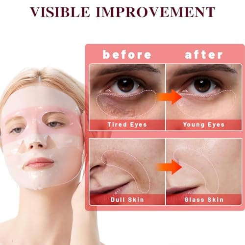 ICIKOL Collagen Face Mask with Ginseng & Peptides, Extra Eye Care Hydrogel Mask for Glass Glow and Skin Lifting Boost, Overnight Deep Hydrating, 37g x 4 Sheets - Thumbnail 6