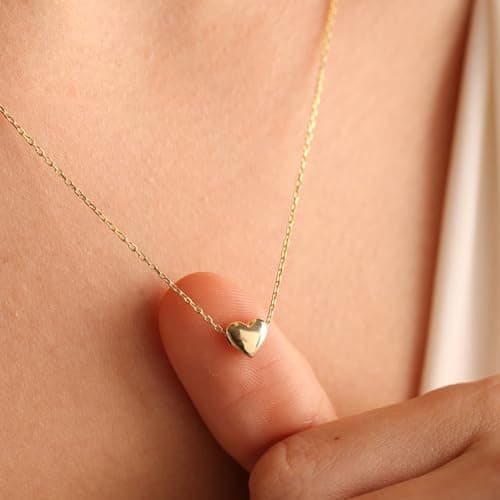 BAYLAY Heart Necklaces for Women Girls, 18K Gold Plated Cute Tiny Heart Necklace Dainty Gold Necklace for Women Teen Gold Jewelry Valentines Mothers Gifts for Her Mom Grandma Wife - Thumbnail 2