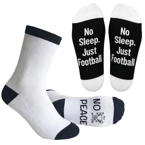 ZAOMENG 2Pack Funny Soccer Socks for Boys Men - Novelty Crazy Crew Socks Gifts for Teen Boys - Cool Sports Football Fan Birthday Gift - Cotton Casual Dress Socks(Black and White) - Image 1