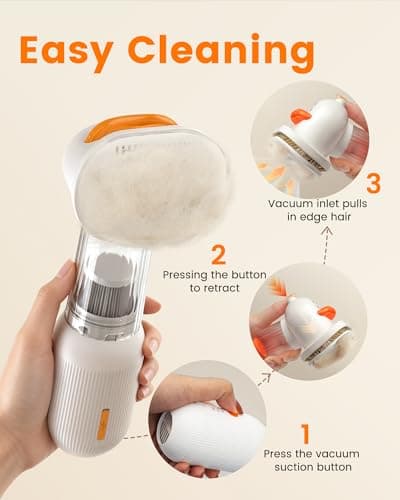kurtmark Vacuum Dog Brush for Shedding, 4-in-1 Self-Cleaning Slicker & Undercoat Rake, Deshedding Grooming Tool, Anti-Static, Massage & Combing All In One! (White) - Thumbnail 6