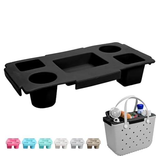 ZYTONGMAO Tote Topper Tray Accessories for Bogg Bag Large Only – Waterproof EVA Table Top Organizer Lid with Cup Holder, Snack, Phone & Drink Holders for Beach, Pool, Picnic, Travel (Black) - Image 1