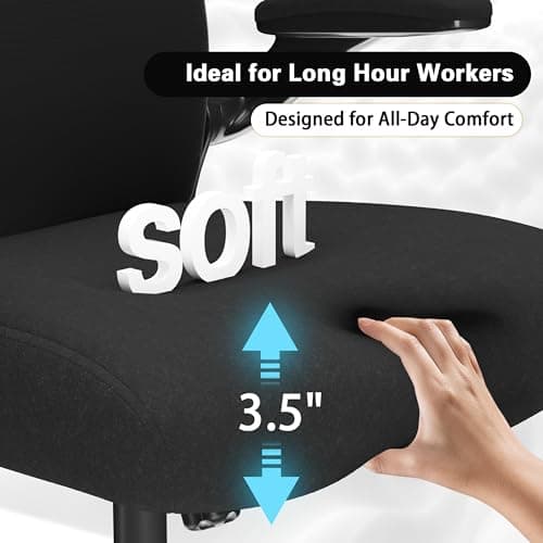 CASASIO Office Desk Chair with Ergonomic Lumbar Support, Extra-Thick Seat Cushion, Flip-up Arms, Breathable Mesh Back, Computer Task Chair for Home Office - Thumbnail 4