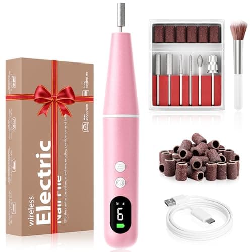 Electric Nail Drill Kit, Electric Nail File Cordless Nail Drill Machine for Acrylic Gel Dip Powder Nails, Professional Portable Manicure Pedicure Rechargeable Lightweight for Home Salon Use - Image 1