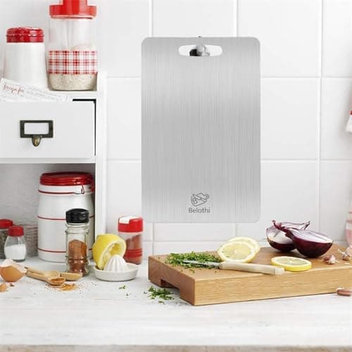 304 Stainless Steel Cutting Board, non toxic cutting boards for kitchen, Dishwasher Safe and Hygienic Heavy Duty Chopping Board for Meat Vegetable Fruit(15"x 11",13"x 9",10"x 6") - Thumbnail 6