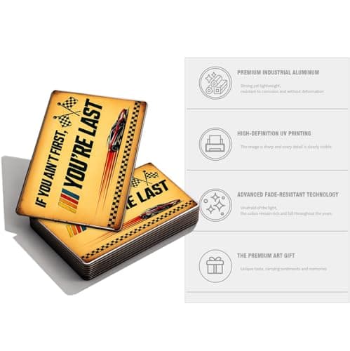 Funny Metal Sign for Garage signs, man cave decor, If You Ain't First You're Last Tin Sign – Vintage Racing Wall Decor car decor for room, Workshop, Bar man cave accessories – Racing Gifts for Men Distressed Retro Wall Garage Gifts for men garage signs vintage – 8x12 Inch 02 - Thumbnail 3