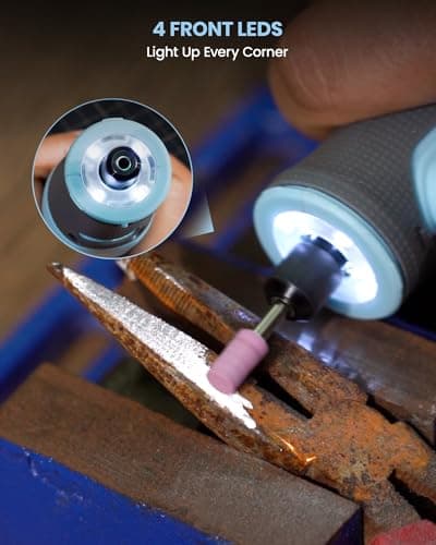 Schtumpa Rotary Tool Kit, Cordless Rotary Tool, 8V Rotary Tool with LED Lights, 5-Speed, 28000RPM, 2.0Ah Battery, 25 Accessories, for Carving, Engraving, Sanding, Polishing, Cutting and Pet Nails - Thumbnail 4