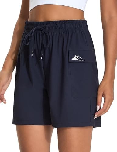EZRUN Women's 5" Hiking Shorts Lightweight Quick Dry Athletic Shorts with Pockets Casual Golf Travel Summer 2026 Cool (Deep Blue,XXL) - Image 1