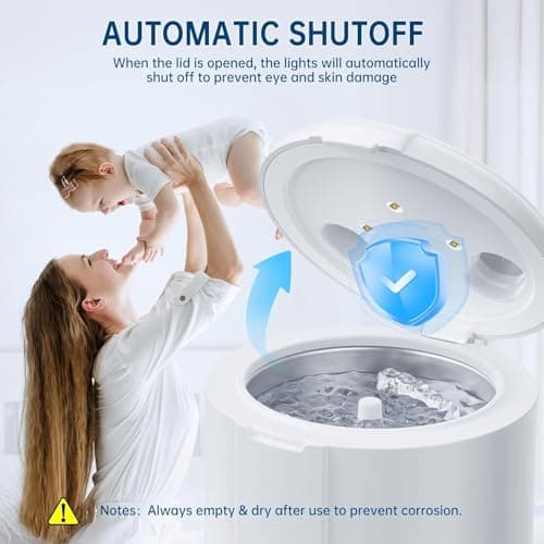 45kHz Ultrasonic Retainer Cleaner Machine, 200ML Dental Deep Cleaning Pod for Dentures, Aligners, Invisalign, Mouth Guards, Night Guards, Jewelry, Toothbrush, 5/10/15 Mins Timer - Thumbnail 6