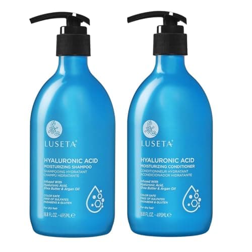 LUSETA Hyaluronic Acid Moisturizing Shampoo and Conditioner Set for Hair Frizz Control for Dry and Damaged Hair, with Argan Oil and Shea Butter, Sulfate & Paraben-Free, for Women and Men, 16.8oz*2 - Image 1