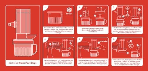 2 in 1 Ice Cream Maker and Shaved Ice Attachment for KitchenAid Stand Mixers, 2 Small Ice Cream Bowls, Snow Cone Machine with Coarse and Fine Blades, 8 Ice Molds - Thumbnail 4