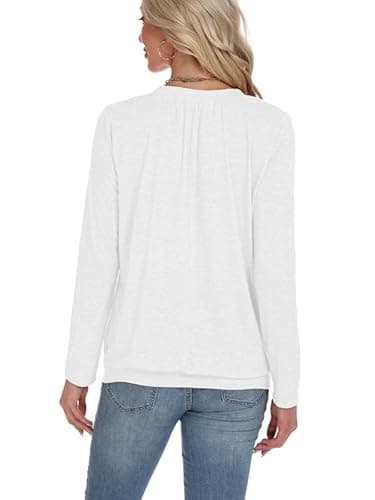 AIZHINENG 2 Pack Women Tops Long Sleeve Shirts V Neck Loose Fit Soft Casual Solid Color T-Shirts Fall Clothing - Thumbnail 5