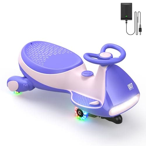 FanttikRide N7 Pro Electric Wiggle Car with Pedal, Rechargeable Battery, CyberWiggle, 2 in 1 Swing Car, 2 Speeds Max 4 Mph, Anti-Rollover, Flashing Wheels, Bluetooth, for Ages 3 and Up, 150 Lbs, Pink - Image 1