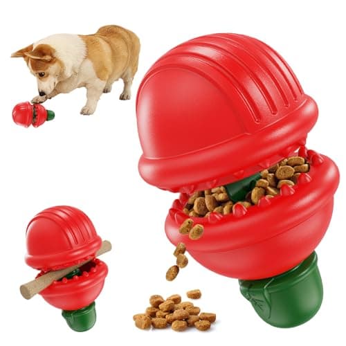 COSOWO Dog Chew Toys for Aggressive Chewers, Bully Stick Holder, Non-Toxic Durable Dog Puzzle Toy, Teething & Interactive Venus Flytrap Design, Gift for Dogs, Red