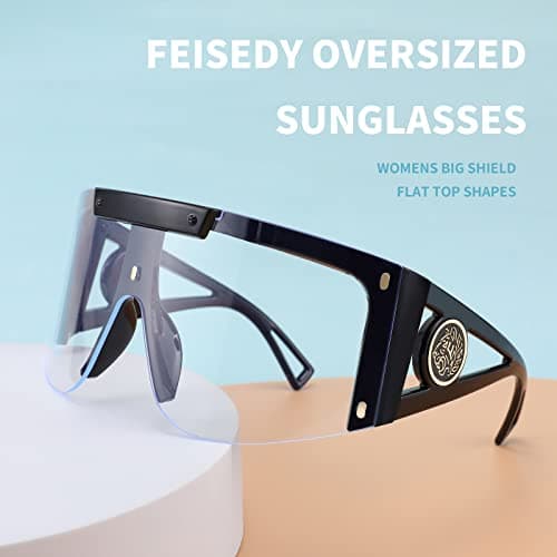 FEISEDY One Piece Oversized Sunglasses for Men Women Big Shades Wrap Shield Sunglasses for Cycling Driving Vacation B4027 - Thumbnail 3