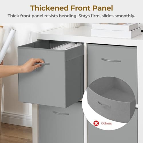 StorageWorks Gray Storage Cubes, 13x13 Storage Cube Bins with Handle, Cube Storage Organizer Bins for Shelves and Closet, Collapsible Storage Bins, 4-Pack - Thumbnail 3