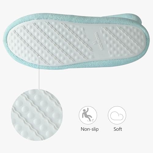 Forfoot Slipper Boots, Fluffy Boot Slippers for Women Coral Fleece Fabric Indoor House Slip On Winter Bootie Slippers Light Blue Office Shoes Size 9.5 - Thumbnail 4