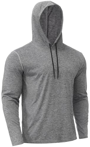 X-thud Men's Hoodies Lightweight Pullover Long Sleeve Athletic Sweatshirts for Gym Workout Comfort Thin Plain Hoodie Grey M - Image 1