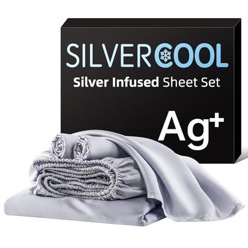 Silver Infused Bed Sheets, Cooling Sheets 3X Self-Cleaning with Mulberry Silk & Viscose Derived from Bamboo, Natural & Anti-Odor, Hypoallergenic Bedding For Hot Sleepers & Sensitive Skin - CK Set
