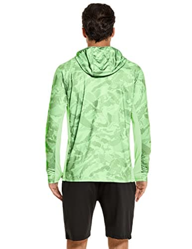 Men's Long Sleeve Fishing Shirts UPF 50+ Sun Protection Hoodie with Mask Quick Dry Hiking Neck Gaiter Hoodie UV Rashguards Camouflage - Thumbnail 2