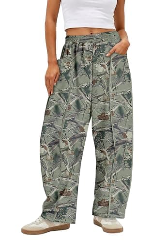 Magritta Women's Elastic Waisted Palazzo Pants Casual Wide Leg Long Lounge Trousers with Pocket Pants Women Pine Green XX-Large - Image 1