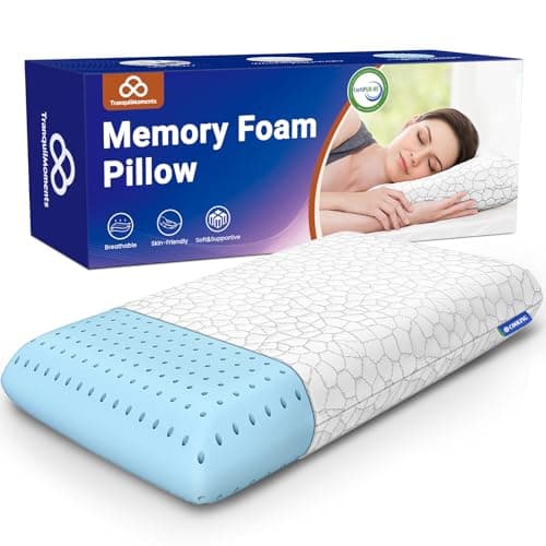 TranquilMoments Memory Foam Pillows, Bed Pillow, Bed Pillow for Side, Back and Stomach Sleepers, Neck Pillow for Sleeping with Removable and Machine Washable Cover, King Size (1 Pack) - Image 1