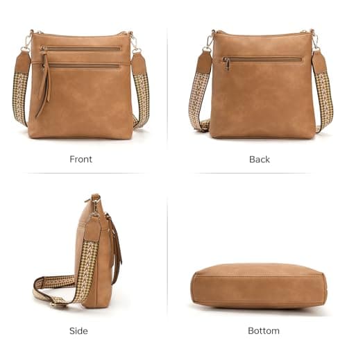 GEMIU Purses for Women Multi Pocket Womens Crossbody Purse with Guitar Strap Camel - Thumbnail 6