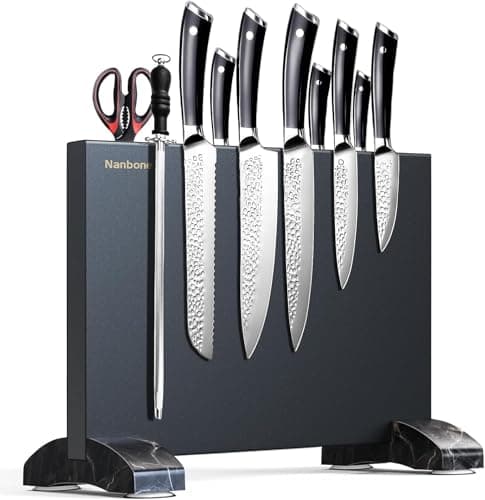 Nanbone Black Magnetic Knife Block Stand Without Knives Black Double Sided Magnetic Knife Holder Rack for Kitchen Counter Stainless Steel Knife Magnetic Strip Display Stand Storage Organizer - Image 1