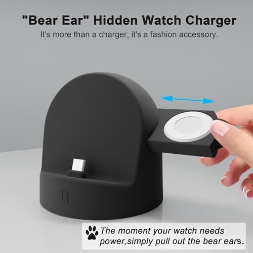 Charger Stand for Apple Watch and iPhone,USB-C Phone Charging Dock 15W Fast Charging,Support Nightstand Mode,for iPhone15/16/17/Samsung,for iwatch10/9/8/7/6/5/4/3/2/SE/Ultra/Ultra2 - Thumbnail 3