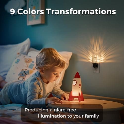 L LOHAS LED Night Light, Dimmable Night Lights Plug into Wall, Color Changing Nightlight RGB with Auto Light Sensor, 0-100LM Adjustable Brightness LED Night Light - Thumbnail 3