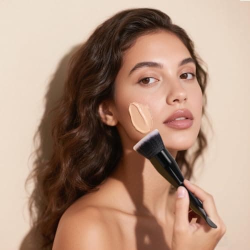 DUcare Foundation Brushes Flat Top Self Tanner Brush Dual-Ended Kabuki Brush with Spoon Handle for Liquid, Cream and Powder Face Makeup With Handle - Thumbnail 5