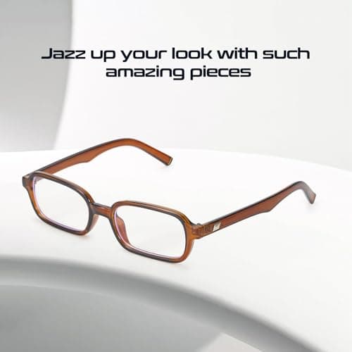 SODQW Retro Fake Glasses Blue Light Glasses for Women Trendy Vintage Small Rectangle Eyewear with Non Prescription Lens - Thumbnail 6