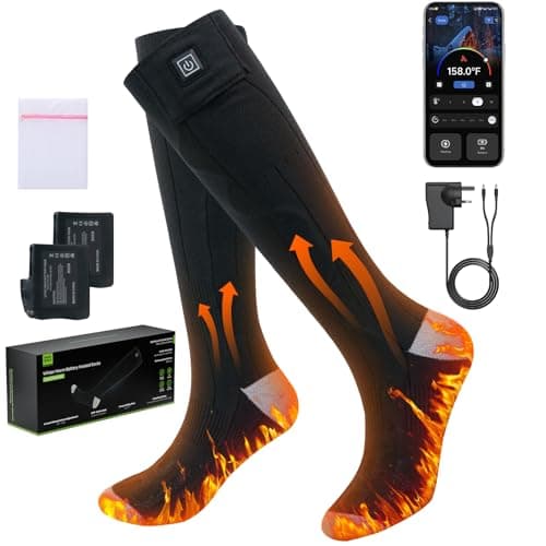 Minthouz Quick Heated Socks, 7.4V Electric Heating Socks for Men Women, Supports APP Control, 3000mAh*2 Battery Warm Socks, Suitable for Sizes 6-14, Winter Hunting, Skiing, Hiking, Camping