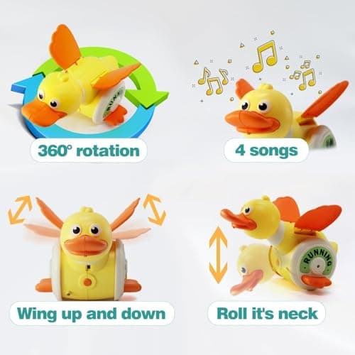 Sizobi Duck Toys for Toddlers 1-3, Tummy Time Crawling Toys for Babies 6-12 12-18 Months, Light Up Musical Dancing Walking Duck Learning Toys for Infants Newborn 0-3-6 Months Boys&Girls - Thumbnail 3