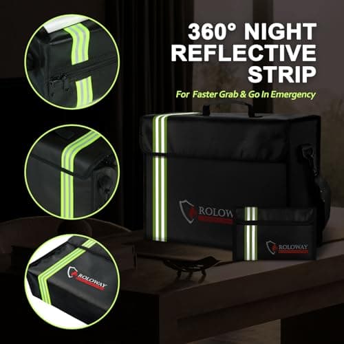ROLOWAY Large Fireproof Bag 5200℉ Heat Insulated (17 x 12 x 5.8 inches) with Reflective Strip, Fireproof Document Bag for Cash Safe and Document Safe - Thumbnail 4