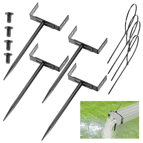 WYSIWYKA Black Rainwater Downspout Bracket with Strap, Adjustable Heavy-Duty Galvanized Iron Downspout Bracket, Rust-Proof Anchor for Pipe Support, for Lawn,Yard & Industrial Use(4 Pcs, A Sytle-20cm)