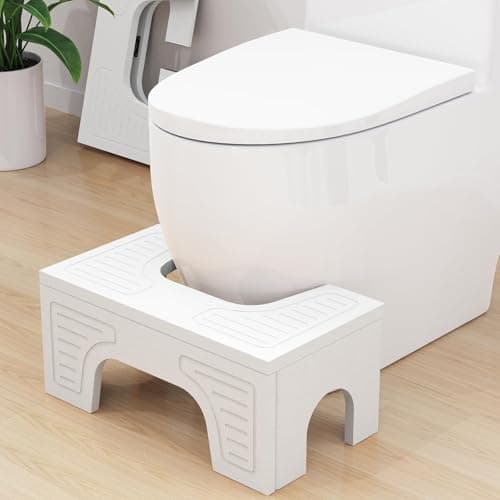 Foldable Toilet Stool Squat for Adults and Kids, 7" & 9" Adjustable Heights Bamboo Flip Poop Stool with Anti-Slip Layer for Bathroom - Improve Squatting Posture[No Installation Required] - Image 1