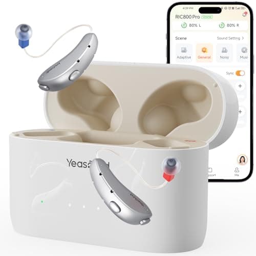 Yeasound Hearing Aids RIC800 for Seniors & Adults, Bluetooth Hearing Aids Calls & Music Enabled, AI Algorithm for Noise Reduction and Speech Enhancement, Lightweight, Long-Lasting and Waterproof - Image 1