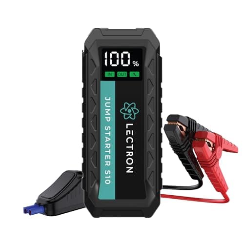 Lectron 4000A Car Battery Jump Starter S10 with 60W USB-C PD Fast Charging with car Charger– Portable Battery Booster for Up to 10L Gas/8L Diesel for 12V Vehicles– 20000mAh with Smart Digital Display