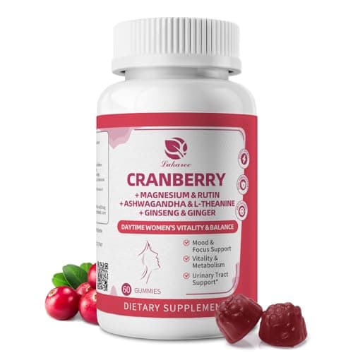 Lukaree Cranberry Gummies for Women – Cranberry Supplement Complex with D-Mannose, Ashwagandha, Magnesium, Ginseng – Urinary Tract, Mood & Energy Support – Daytime Vitality Supplement – 60 Count - Image 1
