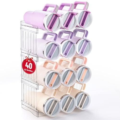 Gracenal Large Tumbler Organizer for Stanley Cup 40 oz, Patented Kitchen Pantry Organizers and Storage for Stanley Cup Accessories, Stackable Water Bottle Organizer Holder Gifts 4Pack Large-12-bottle - Image 1