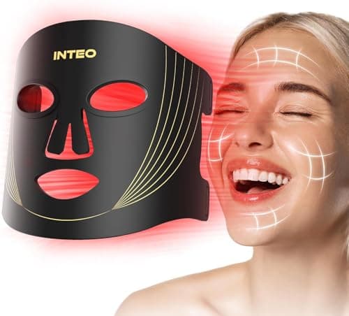 INTEO Red Light Therapy for Face, 3 Modes Portable Led Face Mask Light Therapy with Remote, Near-infrared 850 Red Light Mask with Timing Function, Led Light Therapy At Home 180 LED Beads - Image 1