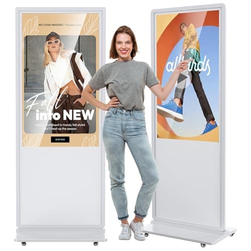 55 Inch 4K Digital Signage Display,Indoor Floor Standing TouchScreen Advertising Display Kiosk Android System,Commercial LCD Totem Support HDMI-in,Free Customization Stickers and CMS System(White) - Image 1