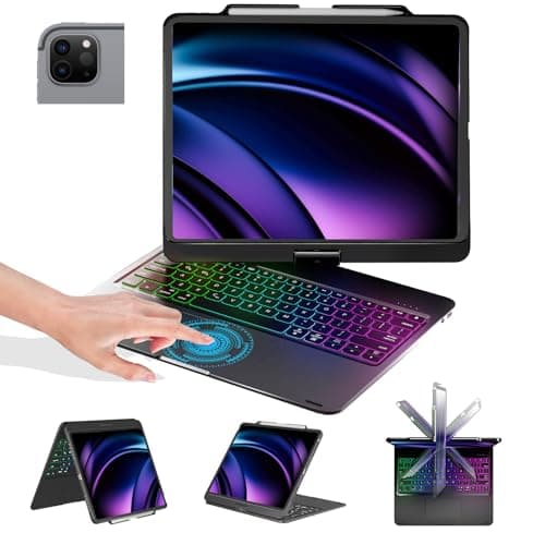 BABG Keyboard Case for iPad Air 13 inch(M3/M2)&iPad Pro 13(M5/M4),iPad Pro 12.9(6th/5th /4th/3rd Gen) Case with Keyboard,360° Rotatable,Toupad,Backlits,Pencil Charging-Black - Image 1