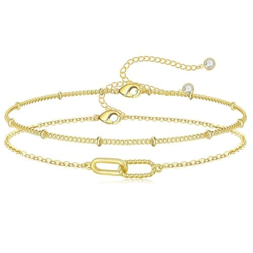 Turandoss Gold Bracelets for Women - Dainty 14K Gold Plated Interlocking Bracelets Layered Interlock Circles Bracelet Delicate Minimalist Twisted Interlock Bracelet for Women Trendy Birthday Gifts - Image 1