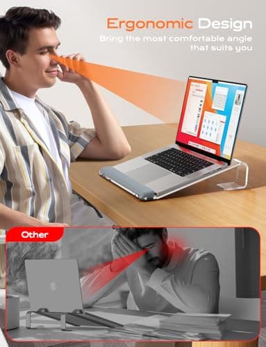 LOXP Acrylic Laptop Stand for Desk, Laptop Stand with Wrist Support, Ergonomic Detachable Laptop Riser, Acrylic Protable, Computer Stand for MacBook Air Pro, HP, Dell, XPS, HP (10-17") Laptops - Thumbnail 4