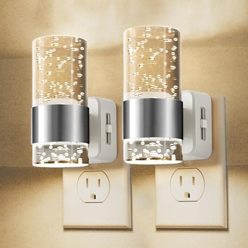 L LOHAS LED Night Light,Dimmable Night Lights Plug into Wall, 2 Pack Acrylic Nightlights with 0-100 LM Adjustable Brightness, 3000K Plug in Night Light with Dusk to Dawn Sensor, for Bathroom Hallway - Image 1