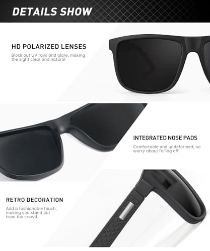 KALIYADI Sunglasses-Men Polarized-Sunglasses Mens Sun glasses: Sun Glasses Polarized UV Protection Unisex Driving Fishing Golf - Thumbnail 5